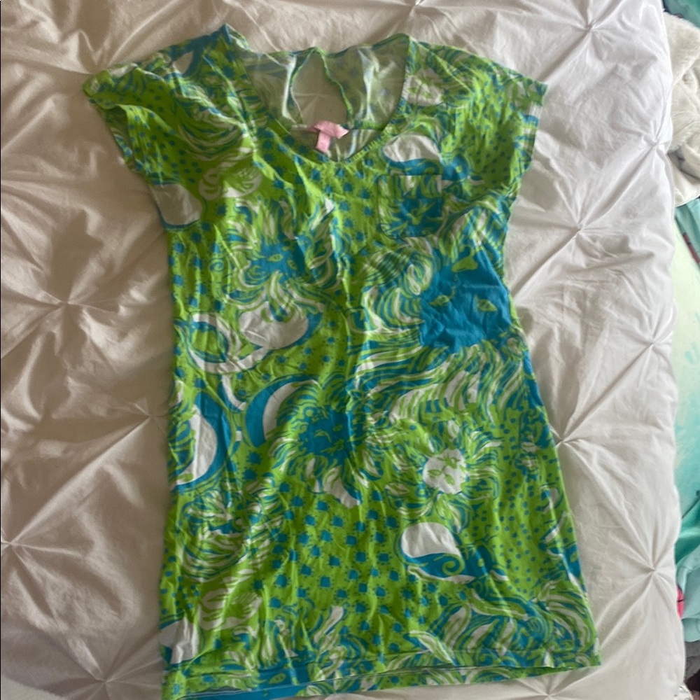 Lily Pulitzer summer day dress with Vibrant Green and Blue Pattern